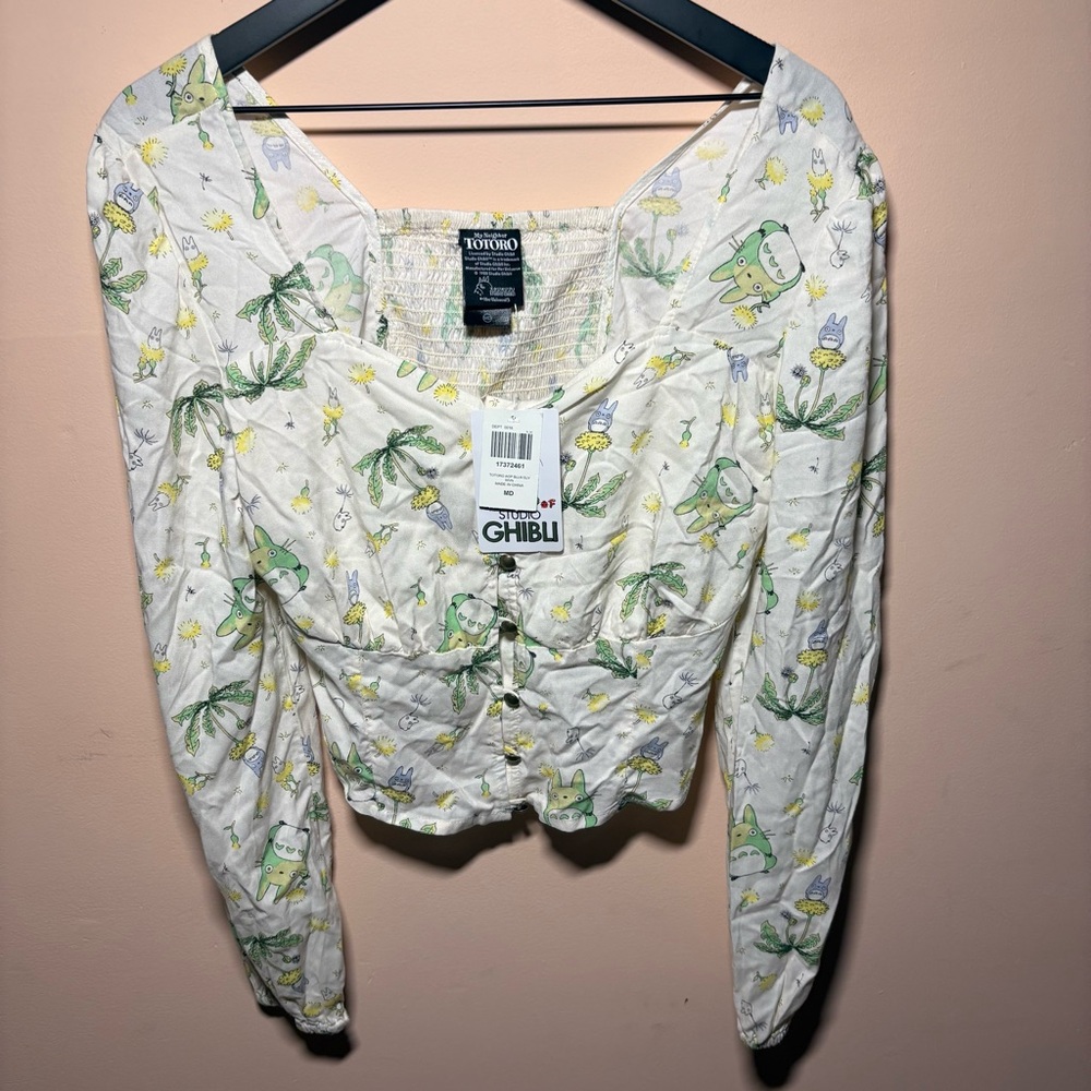 Studio Ghibli Totoro Balloon Sleeve Crop Top Her Universe M NWT